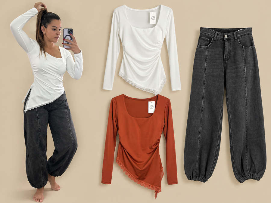 Pantalón oscuro puño