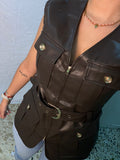 Chaqueta polipiel safari