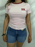 Camiseta Amour Ribbed Rosa